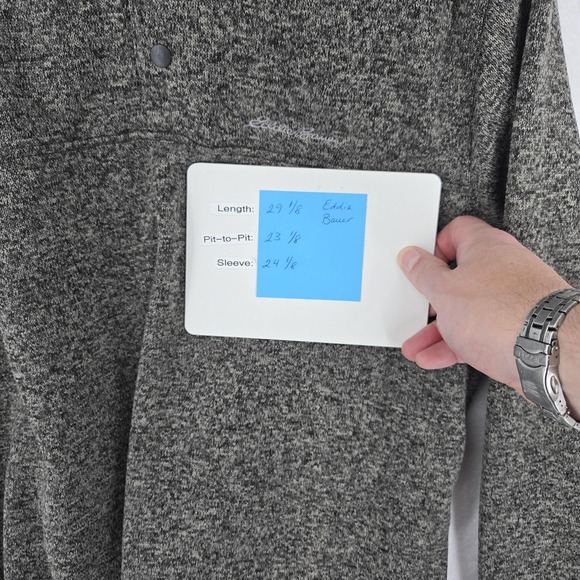 Eddie Bauer Pullover Sweater Mens XL Gray Radiator Fleece Mock Neck Snap Outdoor - Picture 11 of 11